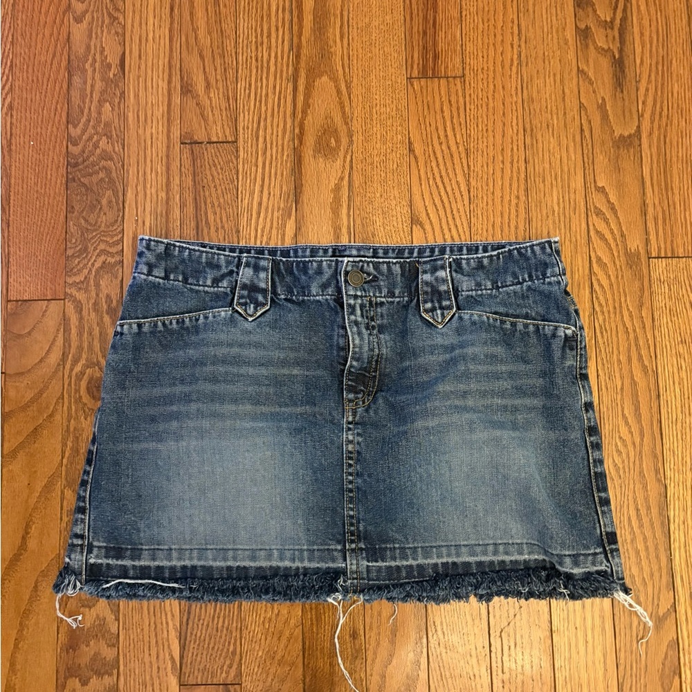 American Eagle Outfitters 90s y2k vintage Frayed Hem Blue Mini Skirt
